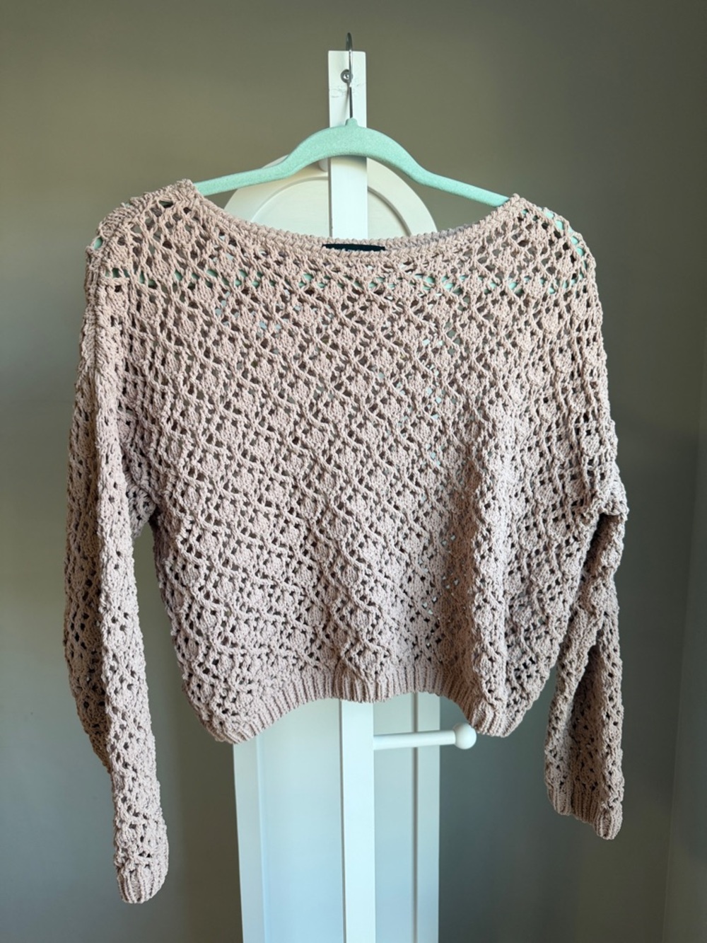 moon & madison Open-Weave Scoop Neck Sweater in Light Blush